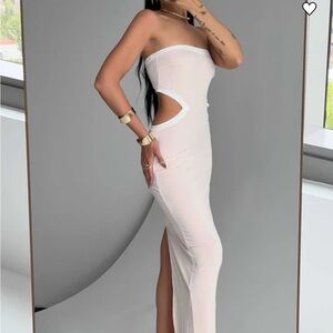 Princess Polly Strapless Cream Dress with Cutouts